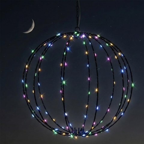 LAMPA SOLARNA WISZĄCA KULA 30CM 120 LED MULTIKOLOR