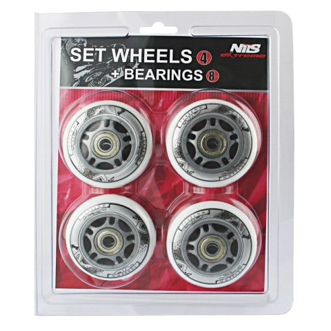 PU 70x24 82A BIAŁE (4 szt.) + ABEC-7 (8 szt.) ZESTAW NILS EXTREME NILS EXTREME