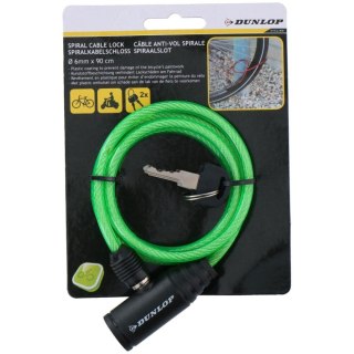 ZAPIĘCIE ROWEROWE SPIRALNE NA KLUCZ 0,6x90CM ZIELONE DUNLOP