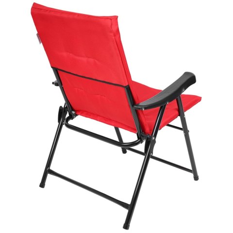 KRZESŁO OGRODOWE SKŁADANE 59X66X45/90CM Z PODUSZKĄ CZERWONE