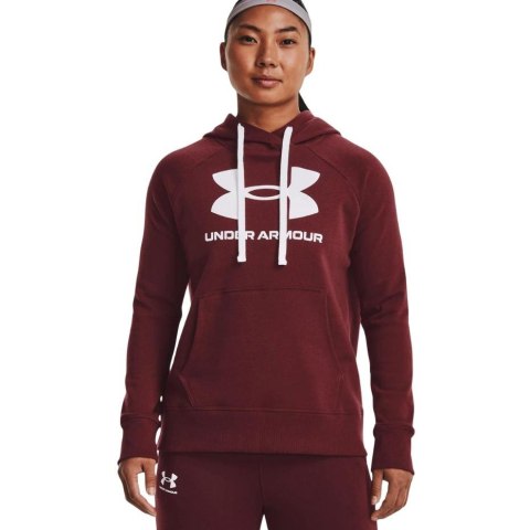 Bluza damska Under Armour Rival Fleece Logo Hoodie bordowa 1356318 690 Under Armour Bluza damska Under Armour Rival Fleece Logo Hoodie bordowa 1356318 690 Under Armour