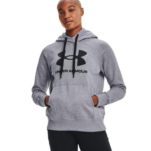 Bluza damska Under Armour Rival Fleece Logo Hoodie szara 1356318 035 Under Armour Bluza damska Under Armour Rival Fleece Logo Hoodie szara 1356318 035 Under Armour