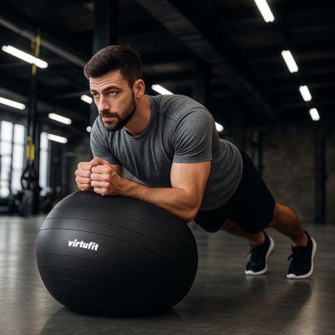 VIRTUFIT PIŁKA GIMNASTYCZNA ANTI-BURST PRO Z POMPKĄ CZARNA 65 CM VirtuFit