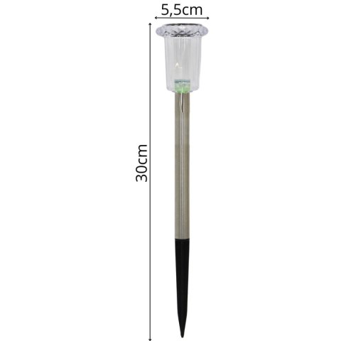 LAMPA SOLARNA KRYSZTAŁ INOX 5,5x33CM