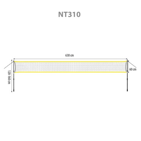 NT310 SIATKA DO BADMINTONA SŁUPKI TELESKOPOWE 600x60cm + POKROWIEC PEŁNY NILS NILS