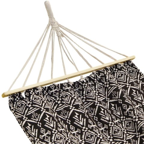 HAMAK OGRODOWY 1 OSOBOWY 200X100CM Z DRĄŻKIEM ETNO CZARNO-BIAŁY