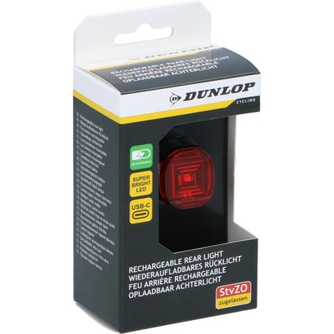 LAMPKA ROWEROWA NA TYŁ LED USB-C CERTYFIKAT DUNLOP