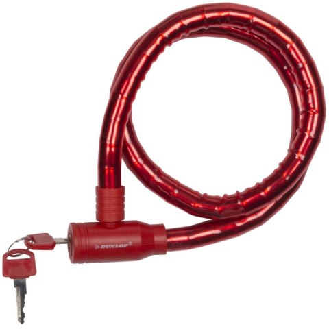 ZAPIĘCIE ROWEROWE SPIRALNE NA KLUCZ WĄŻ 18MMx80CM DUNLOP CZERWONE