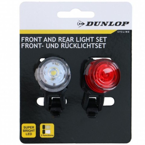 ZESTAW SILIKONOWYCH LAMP ROWEROWYCH LED PRZÓD I TYŁ OKRĄGŁE BLACK DUNLOP