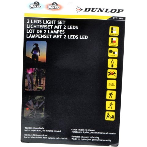 ZESTAW SILIKONOWYCH LAMP ROWEROWYCH LED PRZÓD TYŁ DELUXE 2 LED DUNLOP