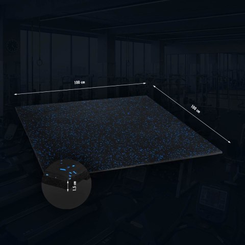 POS15 PODŁOGA GUMOWA POD SPRZĘT FITNESS BLACK/BLUE II GATUNEK INNY