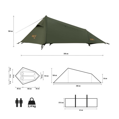 NC2502 NAMIOT ULTRA LIGHT SKYAIR 2 ZIELONY NILS CAMP NILS CAMP