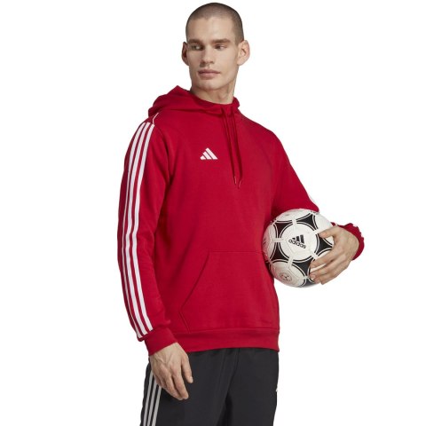 Bluza męska adidas Tiro 23 League Sweat Hoodie czerwono-biała HS3600 Adidas