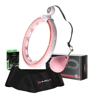 ZESTAW HULA HOP MAGNETYCZNY PINK HHM15 Z LICZNIKIEM HMS + PAS BR163 BLACK PLUS SIZE HMS