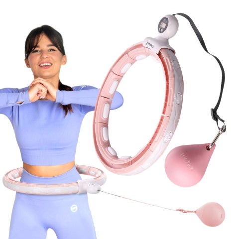 ZESTAW HULA HOP MAGNETYCZNY PINK HHM15 Z LICZNIKIEM HMS + PAS BR163 BLACK PLUS SIZE HMS