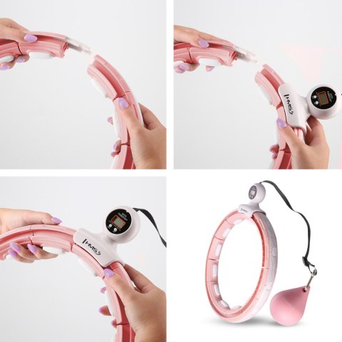 ZESTAW HULA HOP MAGNETYCZNY PINK HHM15 Z LICZNIKIEM HMS + PAS BR163 BLACK PLUS SIZE HMS