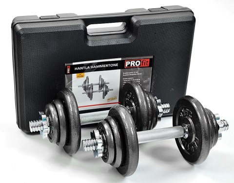 Hantle żeliwne 2x10 kg Profit Hammertone w walizce DK 4135 PROfit