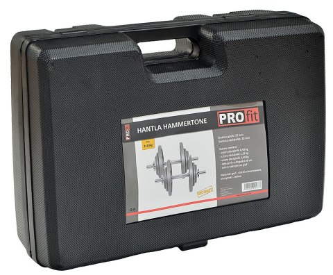 Hantle żeliwne 2x10 kg Profit Hammertone w walizce DK 4135 PROfit