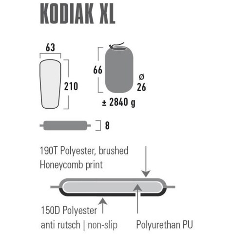 Mata samopompująca High Peak Kodiak XL 210x63x8 czarna 41131 High Peak