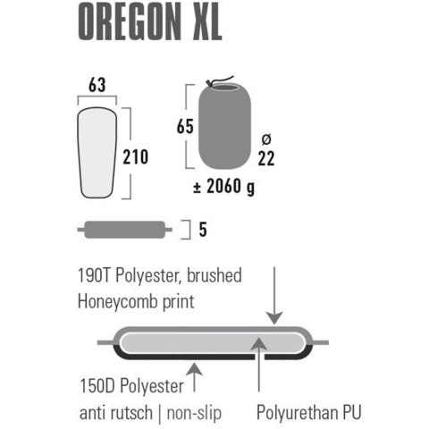 Mata samopompująca High Peak Oregon XL 210x63x5 zielona 41126 High Peak