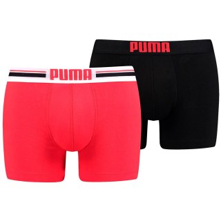 Bokserki męskie Puma Placed Logo Boxer 2P czerwone, czarne 906519 07 S Puma
