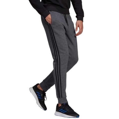 Spodnie męskie adidas Essentials Tapered Cuff 3 Stripes ciemnoszare GK8826 S Adidas