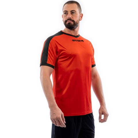 Koszulka Givova Revolution Interlock pomarańczowo-czarna MAC04 0110 2XS Givova