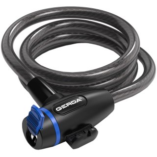 Zapięcie rowerowe Gerda linka, korpus okrągły, osłona klucza czarne Flex 1200/10S Gerda