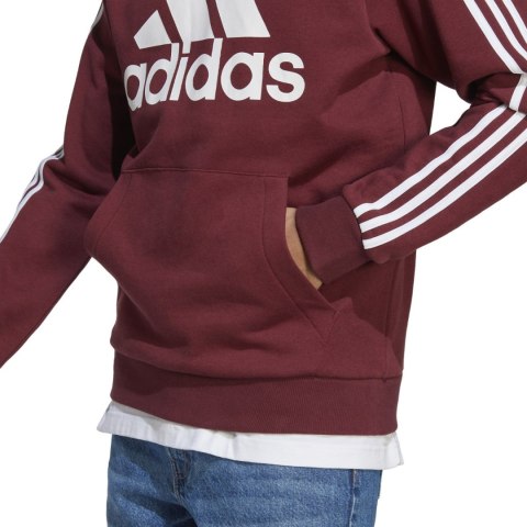 Bluza męska adidas Essentials Fleece 3-Stripes Logo Hoodie bordowa H47057 Adidas Bluza męska adidas Essentials Fleece 3-Stripes Logo Hoodie bordowa H47057 Adidas