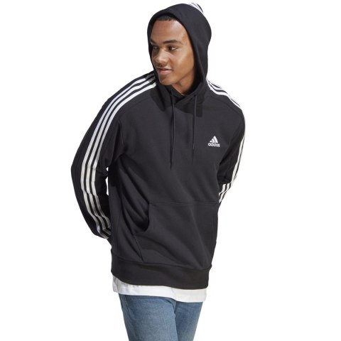 Bluza męska adidas Essentials French Terry 3-Stripes Hoodie czarna IC0435 Adidas