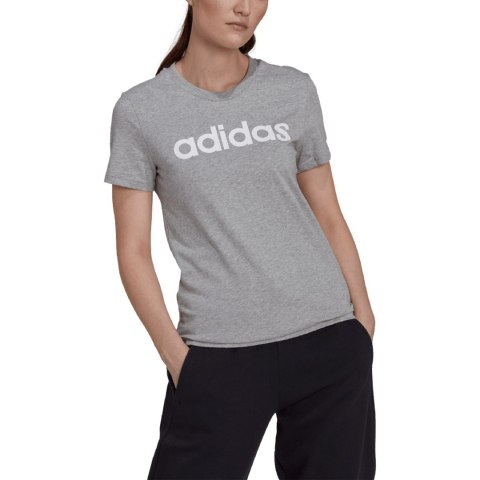 Koszulka damska adidas Loungwear Essentials Slim Logo szara HL2053 Adidas Koszulka damska adidas Loungwear Essentials Slim Logo szara HL2053 Adidas