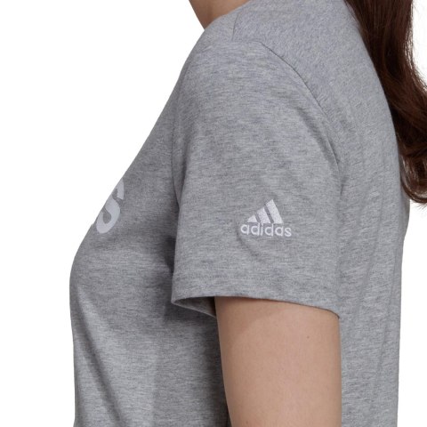 Koszulka damska adidas Loungwear Essentials Slim Logo szara HL2053 Adidas Koszulka damska adidas Loungwear Essentials Slim Logo szara HL2053 Adidas
