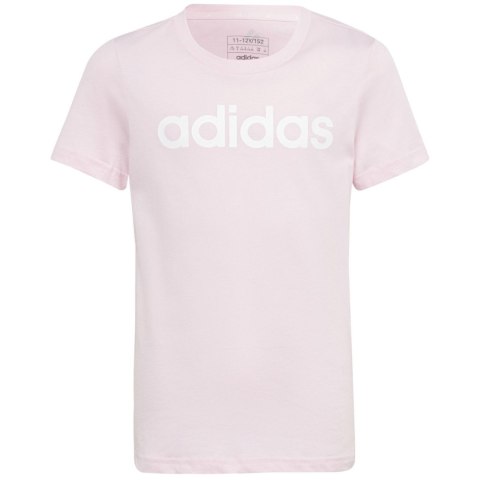 Koszulka dla dzieci adidas Essentials Linear Logo Cotton Slim Fit Tee różowa IC3152 Adidas Koszulka dla dzieci adidas Essentials Linear Logo Cotton Slim Fit Tee różowa IC3152 Adidas