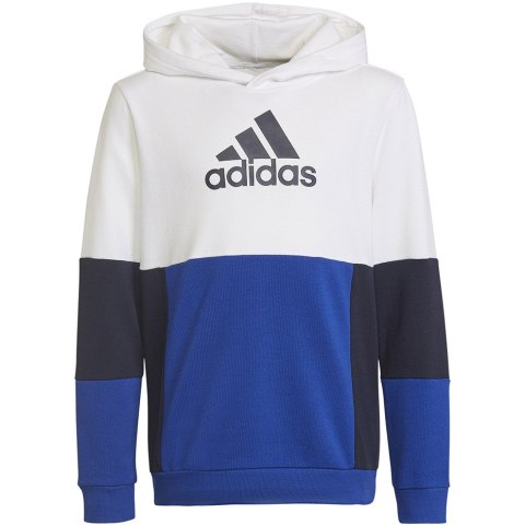 Bluza dla dzieci adidas Colourblock Hoodie biało-niebieska HG6826 128cm Adidas