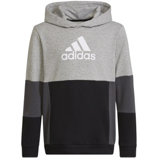 Bluza dla dzieci adidas Colourblock Hoodie szaro-czarna HN8563 140cm Adidas