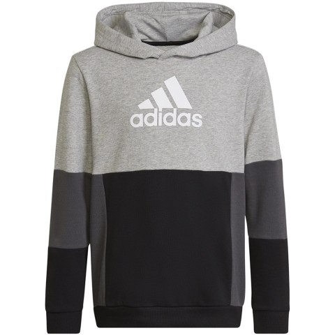 Bluza dla dzieci adidas Colourblock Hoodie szaro-czarna HN8563 140cm Adidas