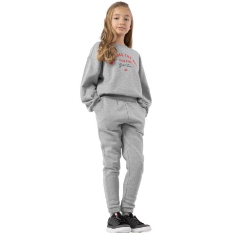 Spodnie dla dziewczynki 4F chłodny jasny szary melanż HJZ22 JSPDD002 27M 134cm 4F