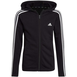 Bluza dla dzieci adidas Essentials 3-Stripes Full-Zip Hoodie czarna IC3634 Adidas