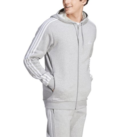 Bluza męska adidas Essentials Fleece 3-Stripes Full-Zip szara IJ6479 Adidas Bluza męska adidas Essentials Fleece 3-Stripes Full-Zip szara IJ6479 Adidas