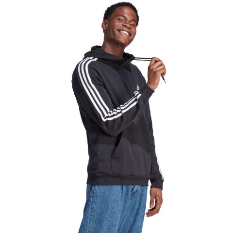 Bluza męska adidas Essentials Fleece 3-Stripes Hoodie czarna IB4028 Adidas Bluza męska adidas Essentials Fleece 3-Stripes Hoodie czarna IB4028 Adidas