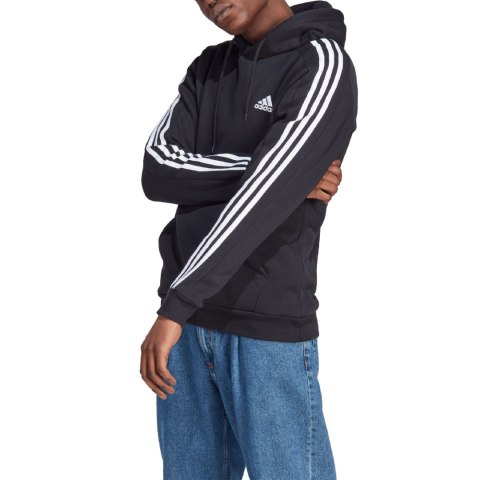 Bluza męska adidas Essentials Fleece 3-Stripes Hoodie czarna IB4028 Adidas Bluza męska adidas Essentials Fleece 3-Stripes Hoodie czarna IB4028 Adidas