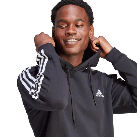 Bluza męska adidas Essentials Fleece 3-Stripes Hoodie czarna IB4028 Adidas Bluza męska adidas Essentials Fleece 3-Stripes Hoodie czarna IB4028 Adidas