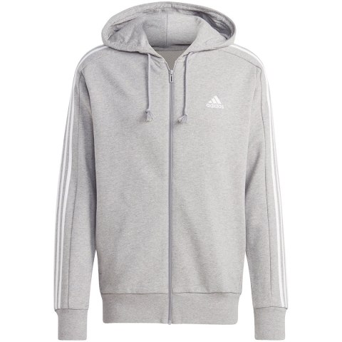 Bluza męska adidas Essentials French Terry 3-Stripes Full-Zip Hoodie szara IC9833 Adidas