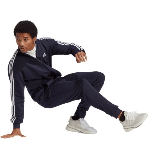 Dres męski adidas Basic 3-Stripes French Terry granatowy IC6765 Adidas Dres męski adidas Basic 3-Stripes French Terry granatowy IC6765 Adidas