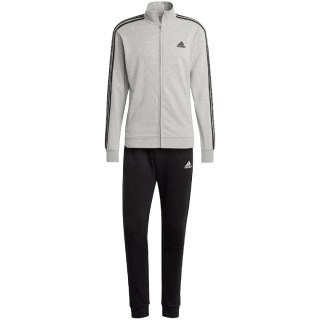 Dres męski adidas Basic 3-Stripes French Terry szaro-czarny IC6748 Adidas