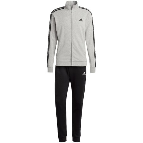 Dres męski adidas Basic 3-Stripes French Terry szaro-czarny IC6748 Adidas Dres męski adidas Basic 3-Stripes French Terry szaro-czarny IC6748 Adidas