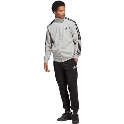 Dres męski adidas Basic 3-Stripes French Terry szaro-czarny IC6748 Adidas Dres męski adidas Basic 3-Stripes French Terry szaro-czarny IC6748 Adidas
