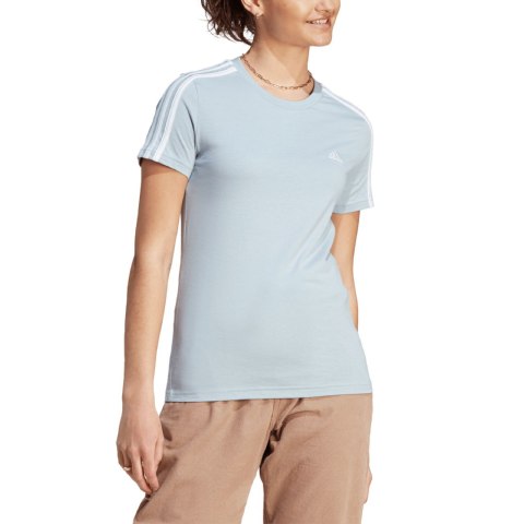 Koszulka damska adidas Essentials Slim 3-Stripes Tee jasnoniebieska IM2788 Adidas Koszulka damska adidas Essentials Slim 3-Stripes Tee jasnoniebieska IM2788 Adidas