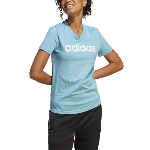 Koszulka damska adidas Loungewear Essentials Slim Logo Tee błękitna IC0629 Adidas Koszulka damska adidas Loungewear Essentials Slim Logo Tee błękitna IC0629 Adidas