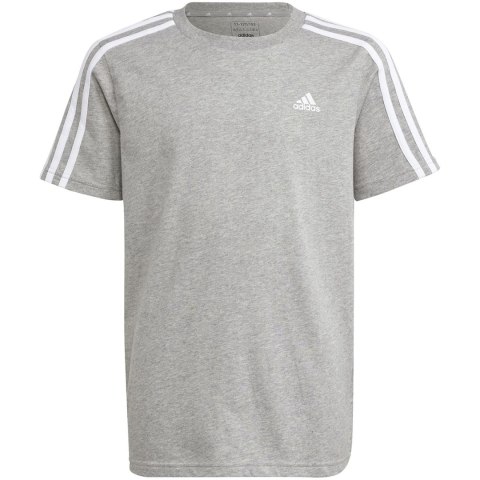 Koszulka dla dzieci adidas Essentials 3-Stripes Cotton Tee szara IB1669 Adidas Koszulka dla dzieci adidas Essentials 3-Stripes Cotton Tee szara IB1669 Adidas